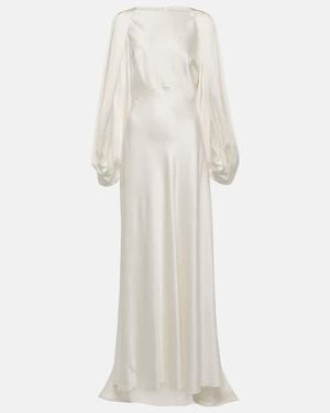 ROKSANDA Bridal Kami Caped Silk Satin Gown - White