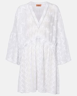 Missoni Vestido De Playa De Lame En Zigzag - Blanco