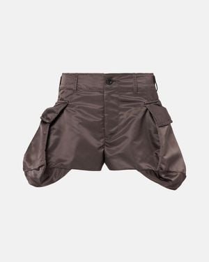 Sacai Technical Twill Cargo Shorts - Brown