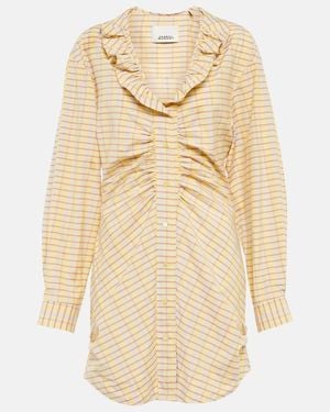 Isabel Marant Coral Checked Cotton And Silk Minidress - Natural