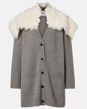 Jil Sander Wool, Cotton, And Cashmere-Blend Cardigan - Grey