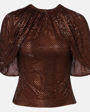 Self-Portrait Verziertes Top Aus Mesh - Braun