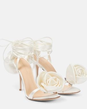Magda Butrym Floral-applique Satin Sandals - White