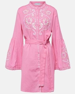 Melissa Odabash Everly Embroidered Cotton And Linen Minidress - Pink