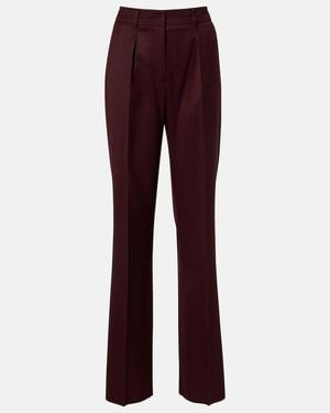 Max Mara Pleated High-Rise Virgin Wool Straight Trousers - Purple