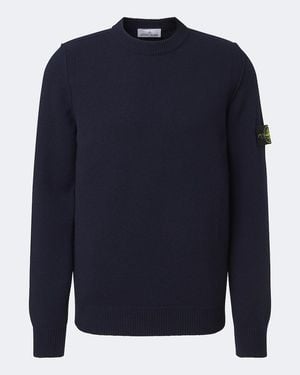 Stone Island Pullover Compass Aus Einem Wollgemisch - Blau
