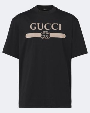Gucci Interlocking G Printed Cotton Jersey T-Shirt - Black