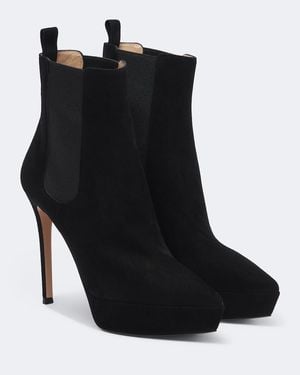 Gianvito Rossi Plateau-Ankle-Boots Aus Veloursleder - Schwarz