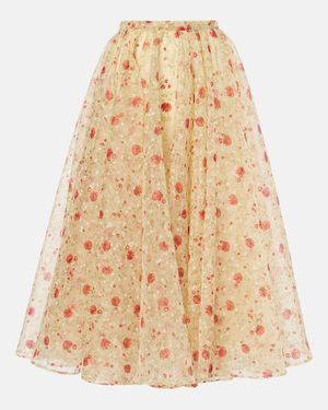 Prada Midirock Mit Blumen-Print - Natur