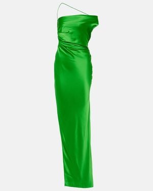 The Sei Asymmetric Silk Satin Gown - Green