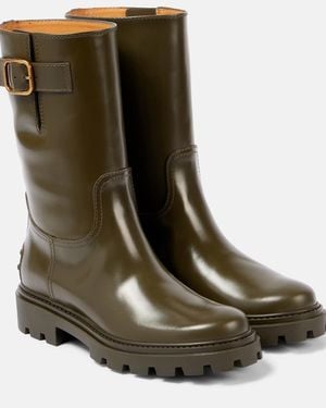 Tod's Leather Biker Boots - Green