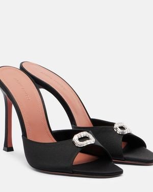 AMINA MUADDI Mules Camelia De Saten Adornadas - Negro