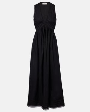 Faithfull the Brand Fiora Lace-Trimmed Cotton Maxi Dress - Black