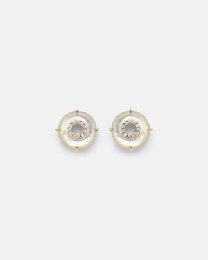 Mateo 14Kt Earrings With Diamonds And Pearls - White