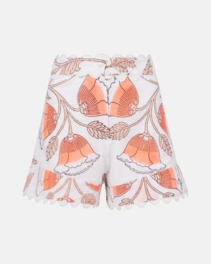 Juliet Dunn Floral Cotton Shorts - White
