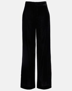 Veronica Beard Alex High-Rise Velvet Wide-Leg Pants - Black