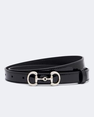 Gucci Cinturon Horsebit De Charol - Negro