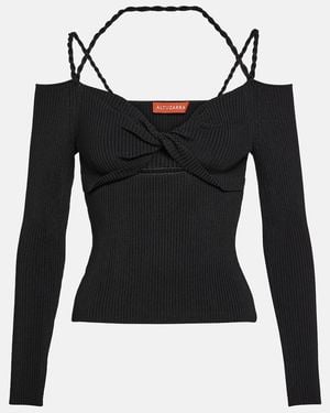 Altuzarra Ribbed-Knit Cutout Top - Black