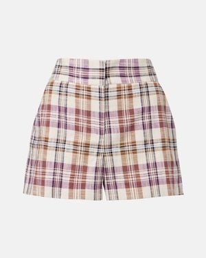 Veronica Beard Allen Cotton-Blend Plaid Shorts - Red