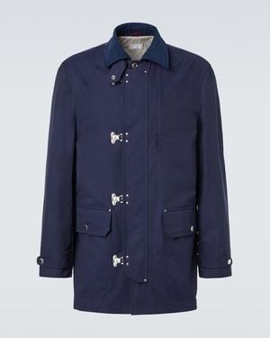 Brunello Cucinelli Cotton-Blend Gabardine Raincoat - Blue
