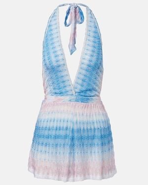 Missoni Zigzag Ombre Lame Romper - Blue