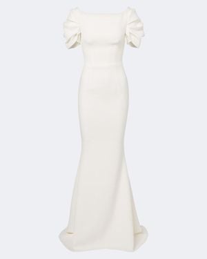 Safiyaa Bridal Ivon Draped Crepe Gown - White