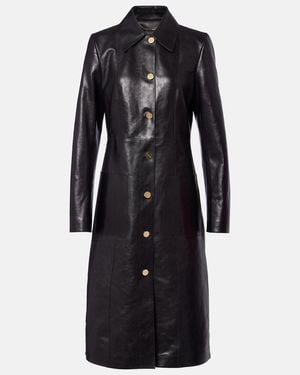 Gucci Interlocking G Leather Coat - Black