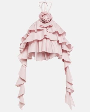 Blumarine Ruffled Halterneck Crop Top - Pink