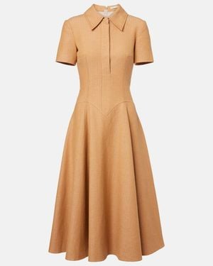 Emilia Wickstead Robe Jody En Coton Et Lin Melange - Neutre