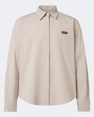 Miu Miu Cotton-Blend Poplin Shirt - Natural