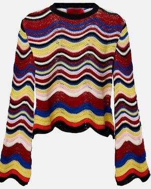La DoubleJ Chevron Crochet Cotton Top - Blue
