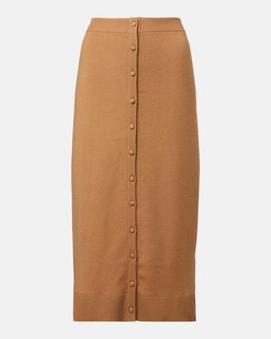 Victoria Beckham Wool-Blend Midi Skirt - Brown