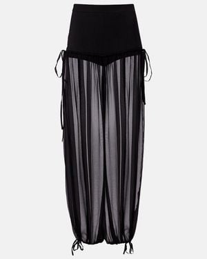 Nensi Dojaka Weite Hose Aus Seide Mit Mesh - Schwarz