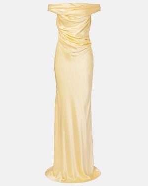 The Sei Vestido De Fiesta Bardot De Charmeuse De Seda Drapeado - Metálico