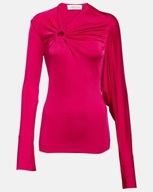 Victoria Beckham Gathered Jersey Top - Pink
