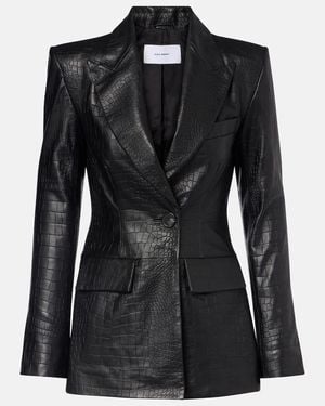 Alex Perry Croc-Effect Leather Blazer - Black