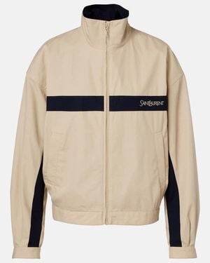 Saint Laurent Logo Cotton Canvas Jacket - Natural