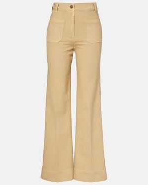 Victoria Beckham Alina High-Rise Flared Jeans - Natural