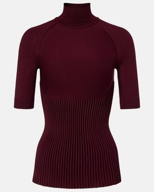 Alaïa Ribbed-Knit Wool-Blend Top - Red