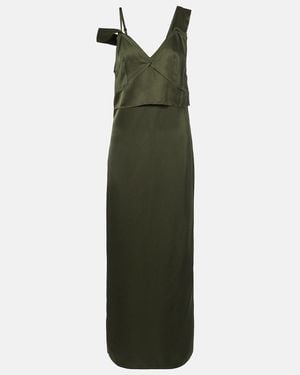 TOTEME Deconstructed Satin Slip Dress - Green