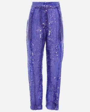 Blazé Milano Sorraia Sequined Wide-Leg Pants - Blue