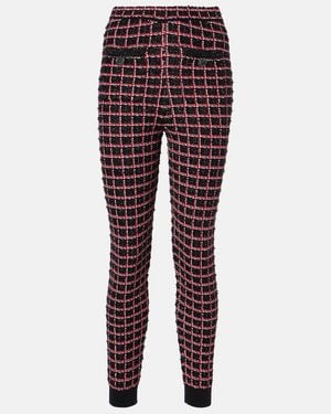 Self-Portrait Tweed High-Rise Leggings - Red