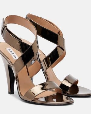 Alaïa Mirrored Leather Sandals - Metallic