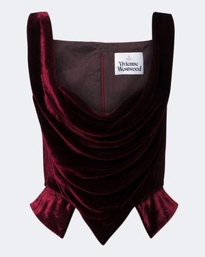 Vivienne Westwood Sunday Draped Velvet Bustier Top - Red