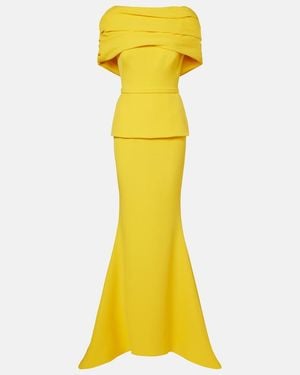 Safiyaa Loura Off-Shoulder Crepe Gown - Yellow
