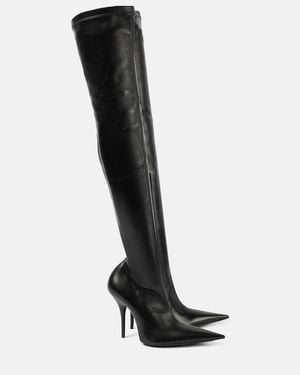 Balenciaga Avenue Leather Over-The-Knee Boots - Black