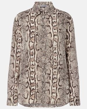 Balenciaga Snake-Print Silk Shirt - Brown
