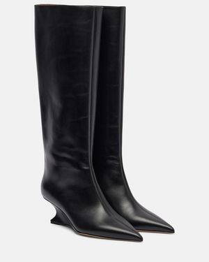 Paris Texas Nina 50 Leather Knee-High Boots - Black