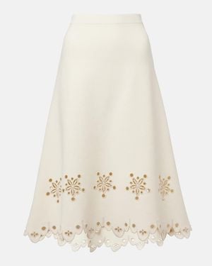 Altuzarra Melly Scalloped Crepe Midi Skirt - Natural