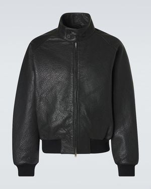 Studio Nicholson Over Leather Bomber Jacket - Black
